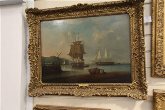 Attributede to William Anderson (1757-1837) Shipping in harbour 17 x 24in.